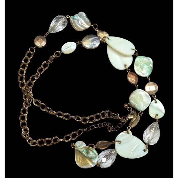 Mermaidcore Shell Glass And Metal Beaded Necklace - Picture 1 of 5